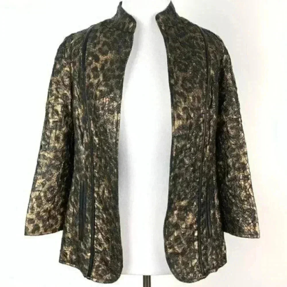 Chico’s blazer 0 S 4 snakeskin print faux leather